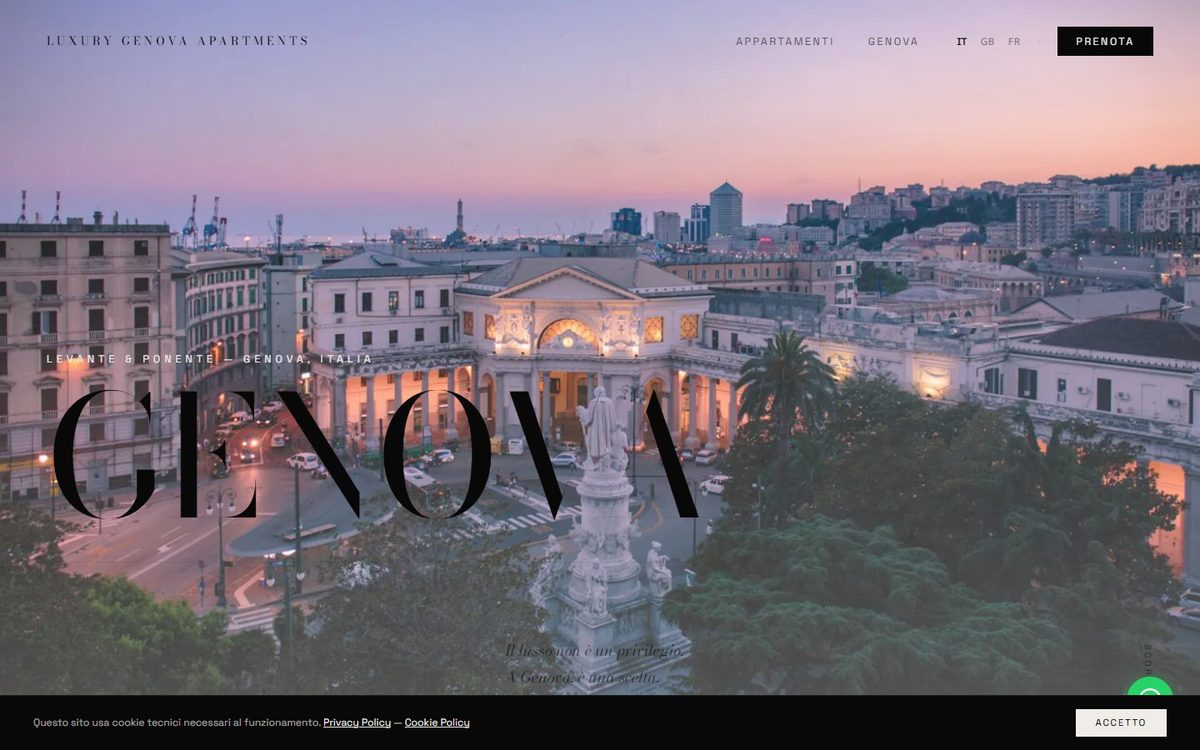 Luxury Genova Apartments — sito di prenotazione appartamenti di lusso